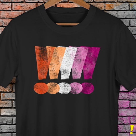Distressed Lesbian Pride Graphic Exclamation Points Premium Unisex T-Shirt Distressed Lesbian Pride Graphic Exclamation Points Premium Unisex T-Shirt