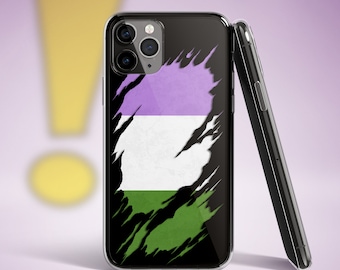 Genderqueer Pride Flag Ripped Reveal Clear Case for iPhone®