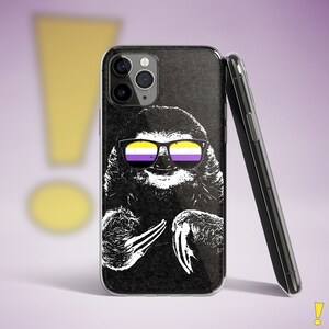 Pride Sloth Nonbinary Flag Sunglasses Clear Case for iPhone®