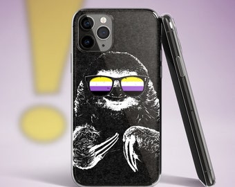 Pride Sloth Nonbinary Flag Sunglasses Clear Case for iPhone®