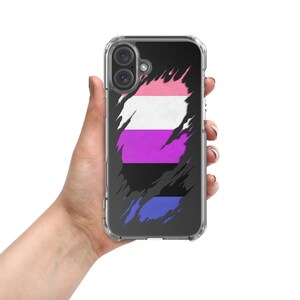 Genderfluid Pride Flag Ripped Reveal Clear Case for iPhone®