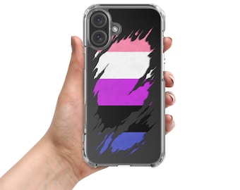 Genderfluid Pride Flag Ripped Reveal Clear Case for iPhone®