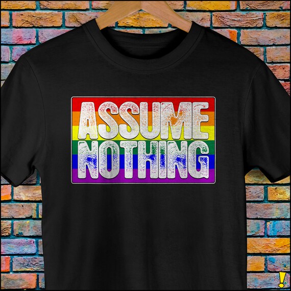 Assume Nothing LGBTQ Pride Flag Premium Unisex T-Shirt Assume Nothing LGBTQ Pride Flag Premium Unisex T-Shirt