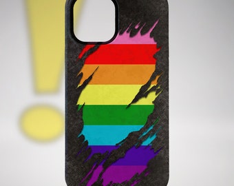 LGBTQ Gilbert Baker Pride Flag Ripped Reveal Tough Case for iPhone®