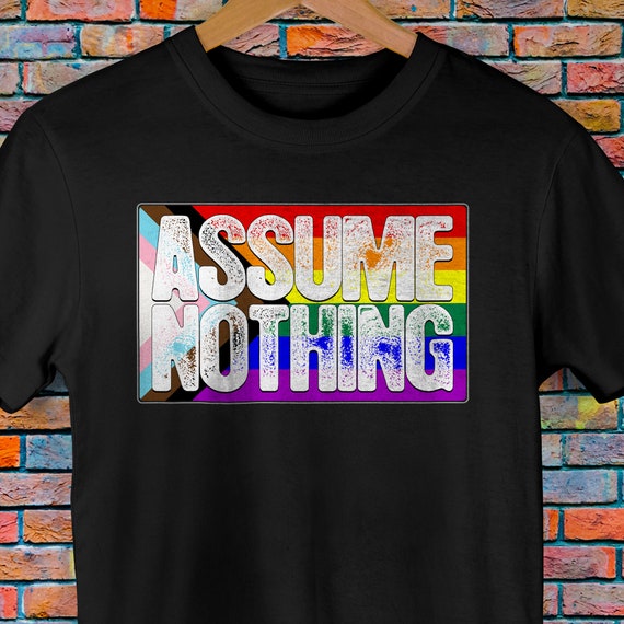 Assume Nothing LGBTQ Progress Pride Flag Premium Unisex T-Shirt Assume Nothing LGBTQ Progress Pride Flag Premium Unisex T-Shirt