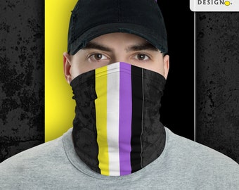 Nonbinary Pride Flag Stripe Neck Gaiter/Face Mask