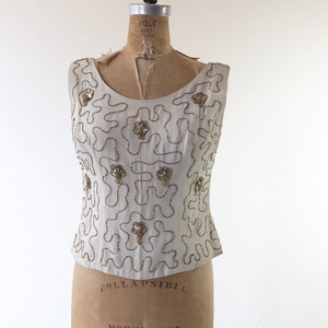 1960’s Sequined and Beaded Sleeveless Top S
