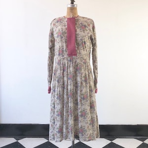 1970’s Mandira Indian Floral Cotton Dress M