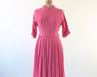 CUTE 1950’s Bright Pink Knit Dress S