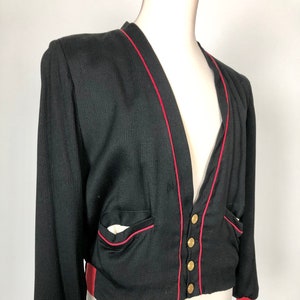1950s Sport Chief Ribbed Black and Red Cotton Jacket M
