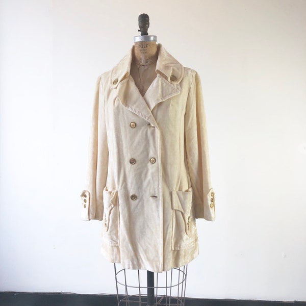 KILLER 1960’s Ivory Velvet Pea Coat M