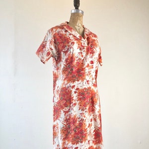 CUTE 1950s Hawaiian Print Cotton Dress M image 1