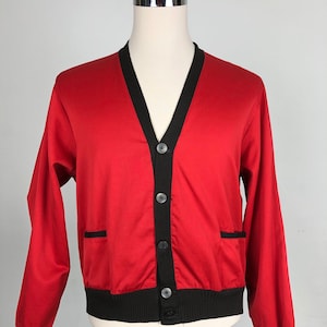 1950&#39;s McGregor Red Cotton Cardigan Jacket L