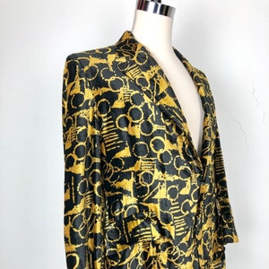 1970er Gold und Schwarz Samt Esquire Dinner Jacke L