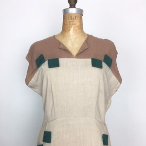 Fabulous 1940s Applique Rayon Dress M
