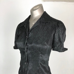 RARE 1970s Bouncing Bertha’s Banana Blanket Zebra Black Rayon Blouse S