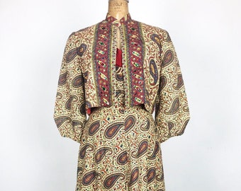 1950's Indian Cotton Paisley 2 Pc Stunner Dress Set S