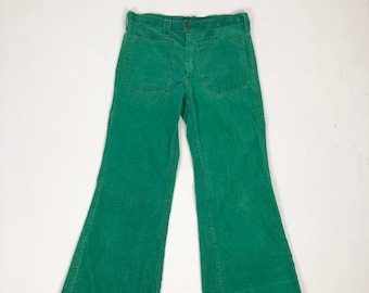 KILLER 1970s Green Corduroy Flares 28” Waist