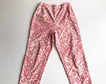 AMAZING 1950s Pink Print High Waisted Cotton Cigarette Pants 25” Waist