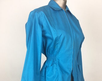 Deadstock Stock 1950s Reddi-Jac Turquiose Blue Cotton Jacket S