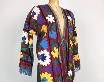 1970s Heavily Embroidered Uzbek Suzani Chapan S