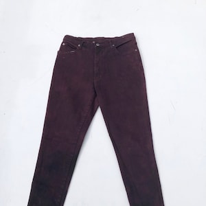 1990s Burgundy Over Dyed Tapered Stretch High Rise Jeans 28”