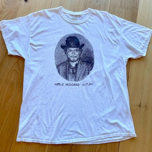 1990s R Crumb Merle Haggard Outlaw White Cotton Tee XL