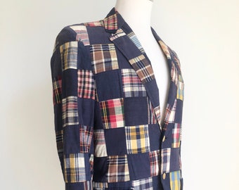 1960s Madras Plaid Cotton Blazer M