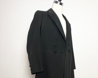 Antique 1910s Black Wool Formal Over Coat S