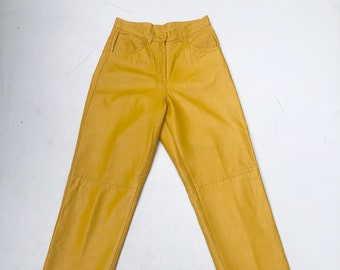 yellow leather pants mens