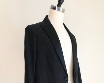 1920s Black Wool Tuxedo Jacket S