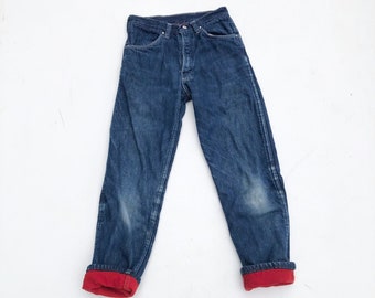 1950s Kids Flannel Lined Blue Jeans 23”