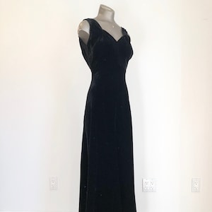 Fabulous! 1940s Black Silk Velvet Bias Cut Gown XS