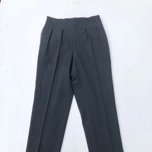 1940s Black Wool Tuxedo Pants Trousers 32”