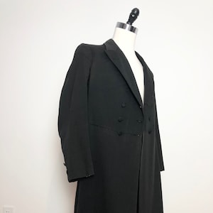 Antique 1910s Black Wool Formal Over Coat S