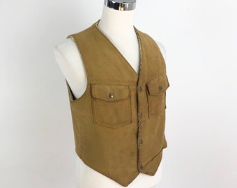 70's〜 Rancher by Schott Suede Vest Vtg 70's Men HEAVY Suede Sherpa Cowboy Waistcoat Roughout