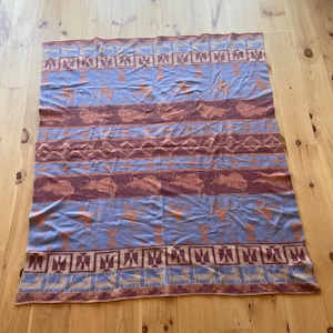 1950s Cotton Blend Archer and Buffalo Print Camp Blanket