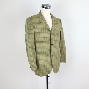 1960s Green Check Mod Suit Jacket M