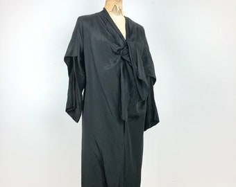 Antique 1900s John Wanamaker Structured Black Silk Duster S