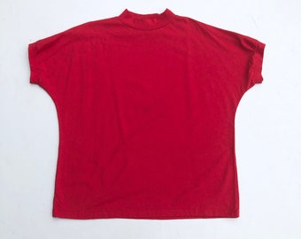 CUTE 1980s Red Cotton Knit Shirt L