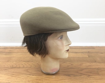 1970s Olive Green Felt Driver Cap M