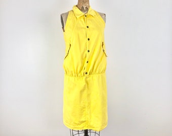 1980s Cherokee Yellow Cotton Sleeveless Dress M