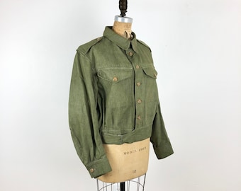 VTG Men's 1940s WW2 British Army Aertex Bush Jacket Sz S
