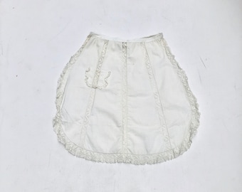 Antique Victorian White Lace Cotton Apron