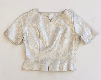 1950’s Silver Lame Brocade Blouse S