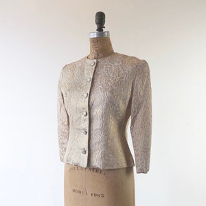 FAB 1950’s Gold Rose Brocade Jacket S