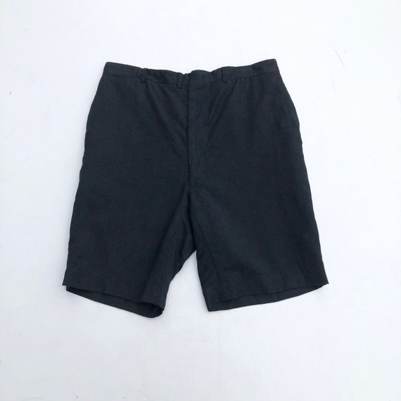 1950s Charcoal High Rise Wool Shorts 33”