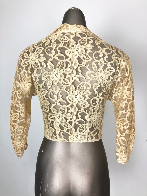 FABULOUS 1950s Ivory Lace Strapless Dress Set S - image 9
