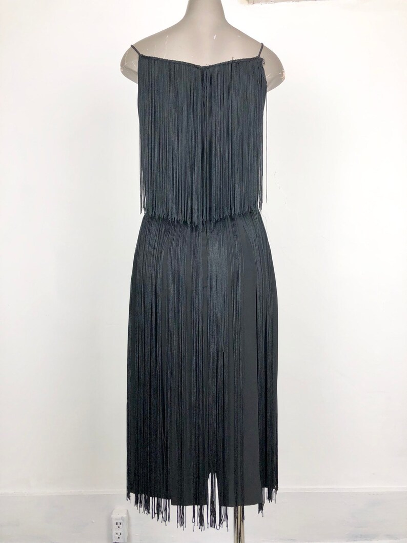 1970s Fredricks of Hollywood Fringe Little Black Dress S - Etsy