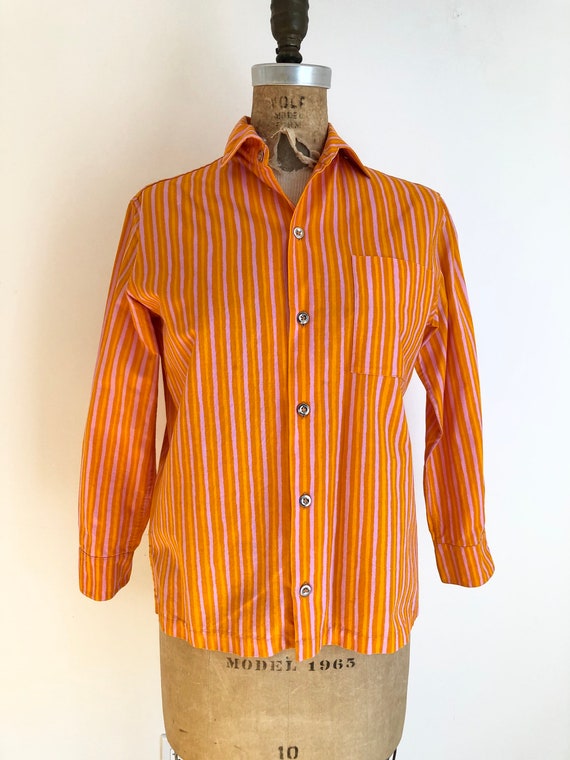 1960s Marimekko Design Research Orange Striped Cot